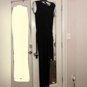 Michael Kors Drapey silver sleeve tie belt jumpsuit